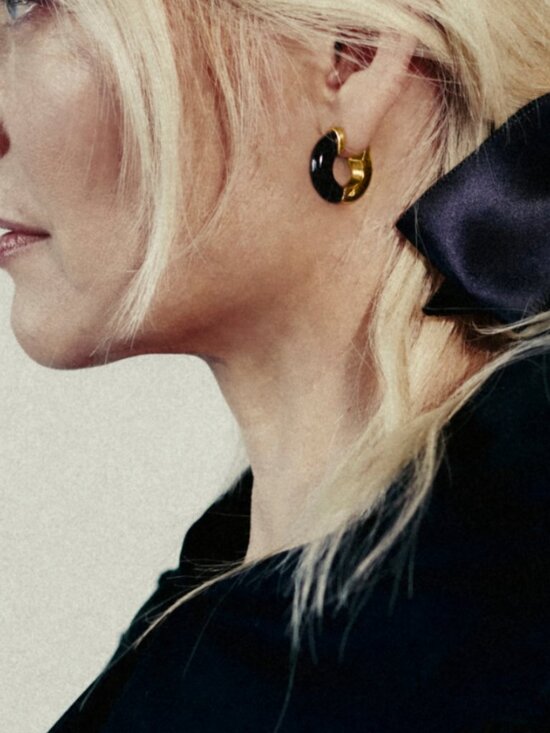 MONICA VINADER Jewelry - Monica Vinader Kate Young Half Gemstone Small Hoop Earrings Minimalist Essential